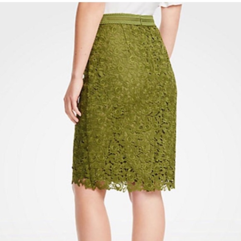 Ann Taylor Green Floral Lace Pencil Skirt Sz 4 - Picture 2 of 10